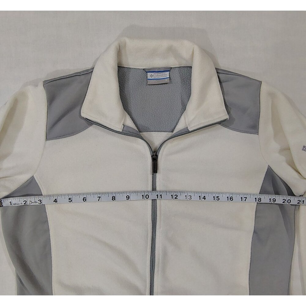 Columbia Sportswear Full Zip Fleece Jacket Womens Size Medium White Gray Pockets - Picture 10 of 16